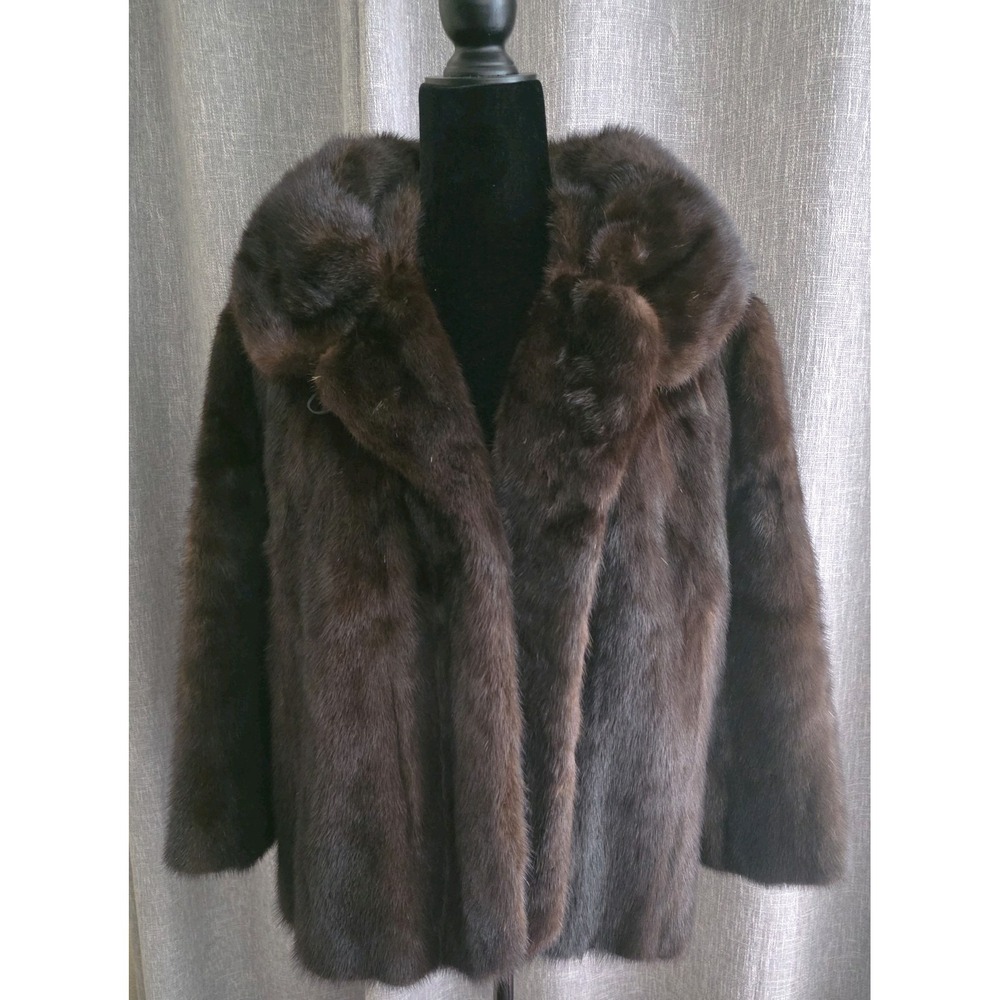 PRISTINE Vtg 1950s EVANS FURS Mahogany Mink Swing Jacket Coat XL-Rare Find